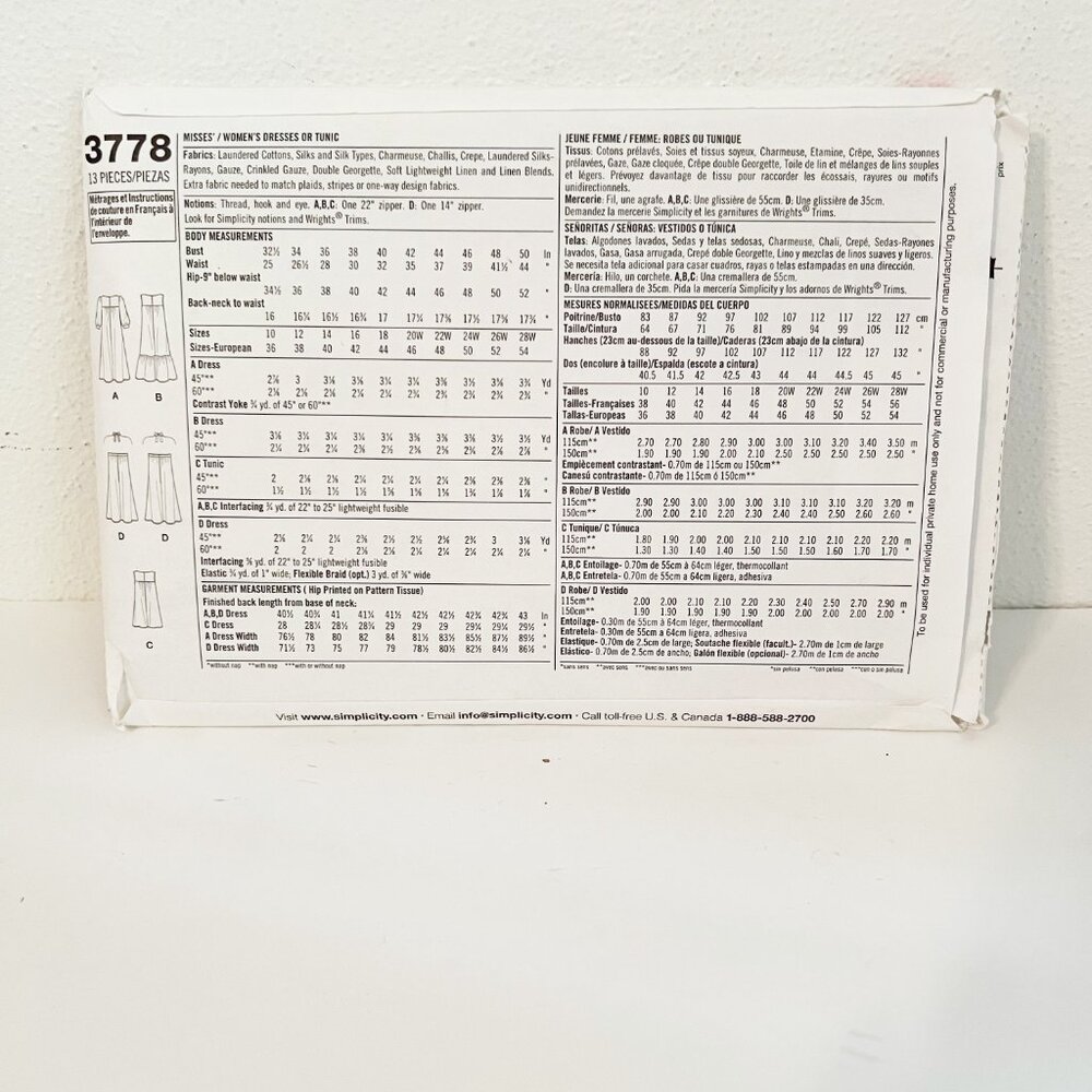 Simplicity Sewing Pattern 3778 - Picture 2 of 3